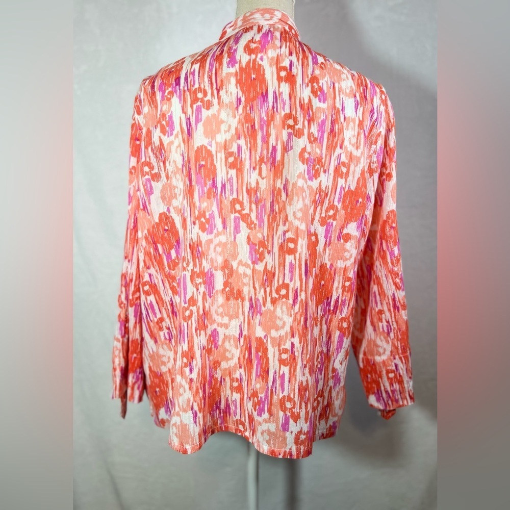 Hearts of Palm Button Down Blouse Women’s Size 14 Pink/Orange/White - Picture 4 of 10